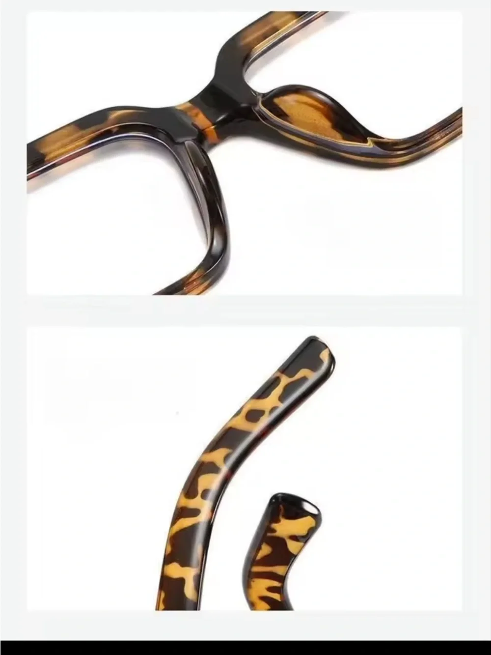Leopard Print Square Women's Fashion Glasses with Silver Accent
